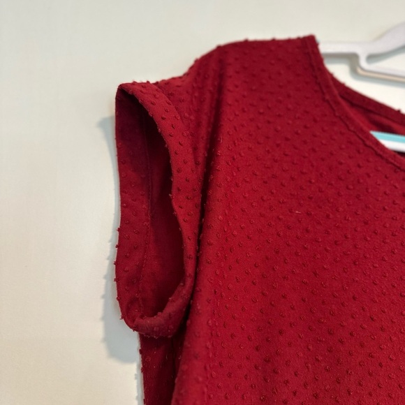 Rose & Olive Women’s Sz: L Red Cap Sleeve 3D Polka Dot Zip Back Loose Fit Top. - Picture 9 of 15